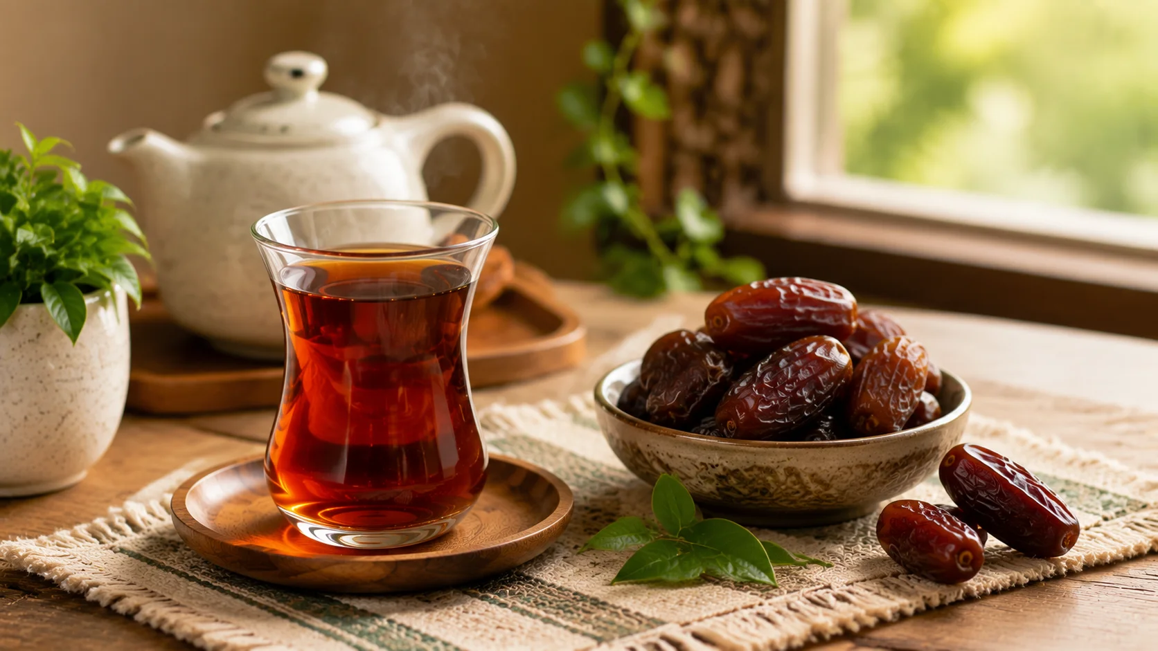 چای با خرما — عصرانه سالم