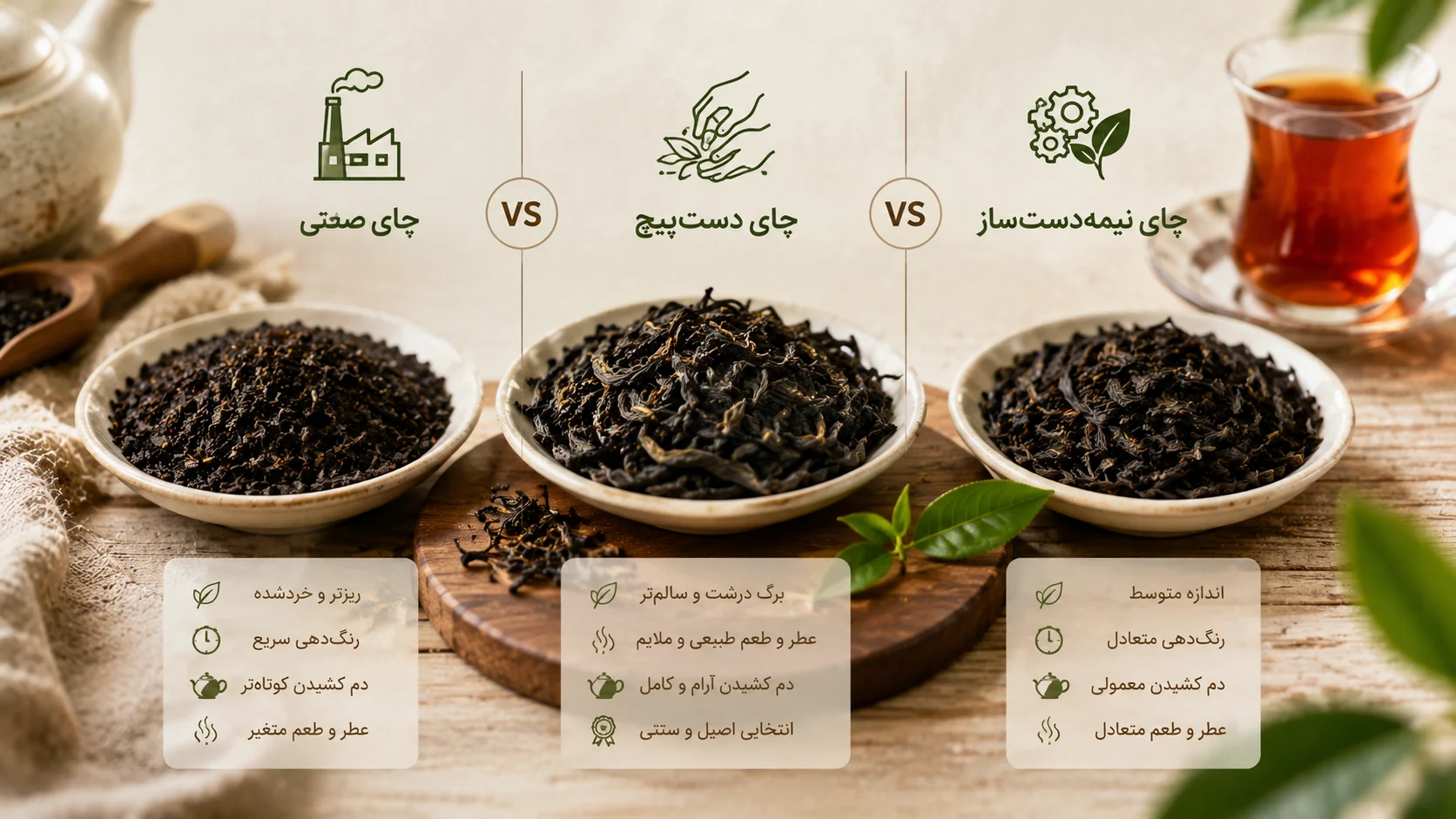 مقایسه چای دست‌پیچ با انواع دیگر — راهنمای دلیچه — مجله دلیچه