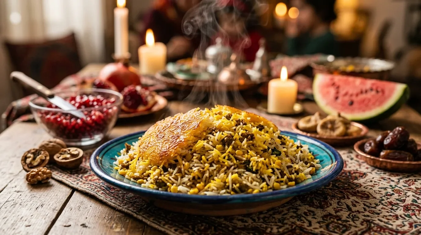 دم‌پلو شب یلدا؛ شام ساده و خوشمزه برای دورهمی