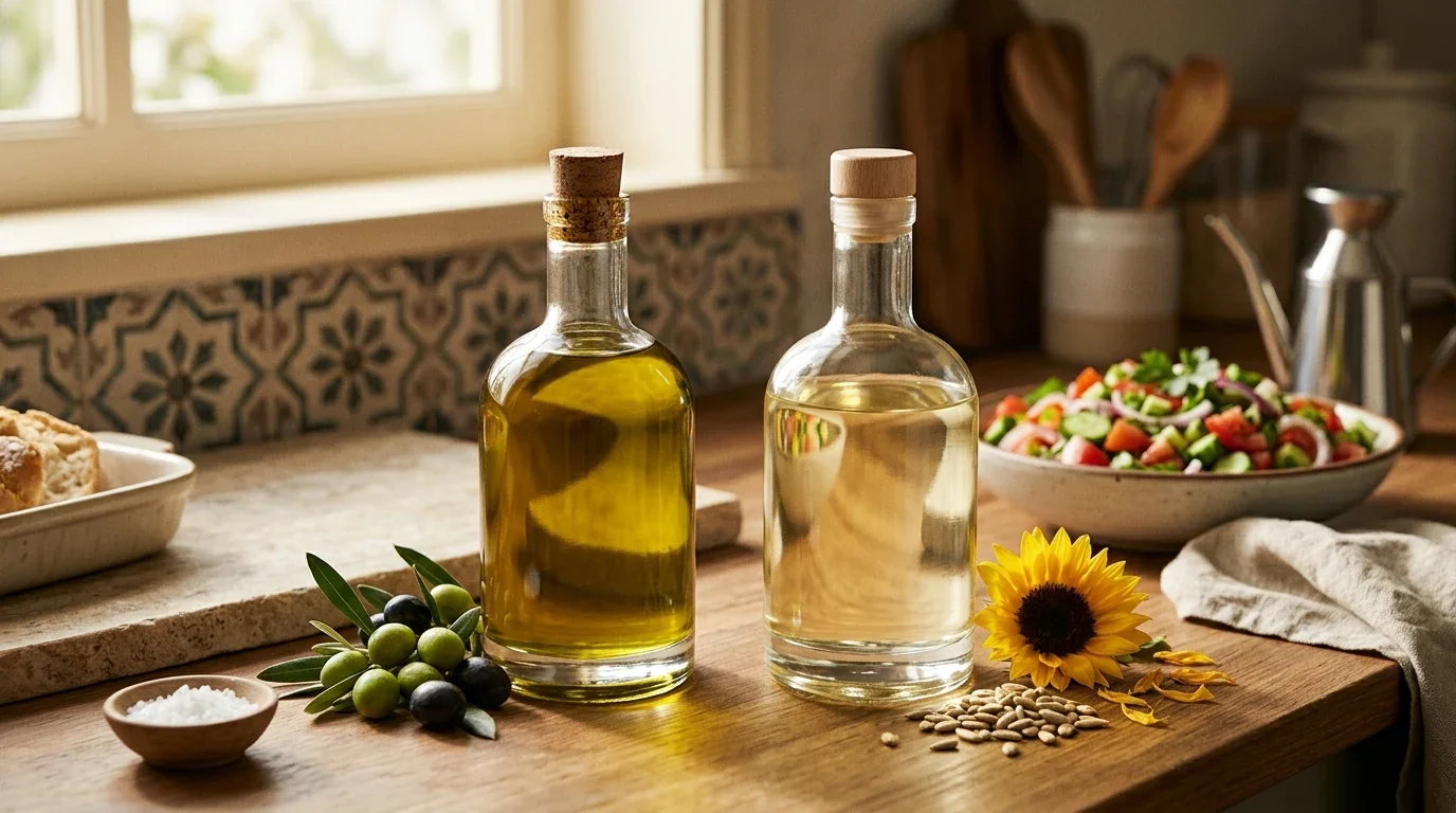 روغن زیتون یا آفتابگردان — کدام برای پخت و سالاد؟