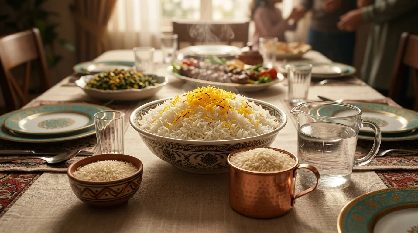 برنج برای چند نفر مهمانی — جدول پیمانه و آب